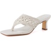 image:imageCUSHIONAIRE Spryte Flared Kitten Heels for Women Square Toe Thong Heeled Sandals with Woven Braided Strap and Slip On Mule StyleBone