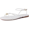 image:imageCUSHIONAIRE Tory Strappy Flat Sandals for Women Toe Ring Sandals with Adjustable Buckle Ankle Strap Wrap StyleIvory