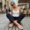 image:imageCUSHIONAIRE Tory Strappy Flat Sandals for Women Toe Ring Sandals with Adjustable Buckle Ankle Strap Wrap StyleIvory