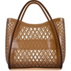 image:imageCUSHIONAIRE Kizzy Clear Jelly Tote Bags for Women Lightweight Waterproof Beach Purse with Open Top and Lattice CutoutWhiskey