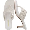 image:imageCUSHIONAIRE Spryte Flared Kitten Heels for Women Square Toe Thong Heeled Sandals with Woven Braided Strap and Slip On Mule StyleBone