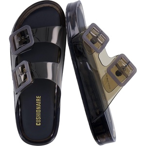 image:imageCUSHIONAIRE Pool Slides for Women Water Resistant Double Buckle Adjustable SlipOn Womens Sandals for Beach Shower Casual WearSmoke