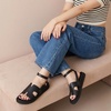 image:imageCUSHIONAIRE Erika Sandals for Women with CutOut Band and Ankle Strap Cushioned Footbed Sandal Wide Width AvailableBlack