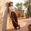 image:imageCUSHIONAIRE Erika Sandals for Women with CutOut Band and Ankle Strap Cushioned Footbed Sandal Wide Width AvailableBrown