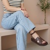 image:imageCUSHIONAIRE Erika Sandals for Women with CutOut Band and Ankle Strap Cushioned Footbed Sandal Wide Width AvailableBrown