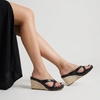 image:imageCUSHIONAIRE Ferry Espadrille Wedge Sandals for Women Thong Platform Flip Flops with Cross Strap and SlipOn DesignBlack