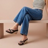 image:imageCUSHIONAIRE Ferry Espadrille Wedge Sandals for Women Thong Platform Flip Flops with Cross Strap and SlipOn DesignBlack