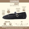 image:imageCUSHIONAIRE Graff Mary Jane Shoes for Women Woven Ballet Flats with Adjustable Buckle Strap Lightweight Slip On ShoesBlack