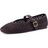image:imageCUSHIONAIRE Graff Mary Jane Shoes for Women Woven Ballet Flats with Adjustable Buckle Strap Lightweight Slip On ShoesCoffee