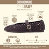 image:imageCUSHIONAIRE Graff Mary Jane Shoes for Women Woven Ballet Flats with Adjustable Buckle Strap Lightweight Slip On ShoesCoffee