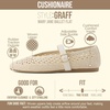image:imageCUSHIONAIRE Graff Mary Jane Shoes for Women Woven Ballet Flats with Adjustable Buckle Strap Lightweight Slip On ShoesCream