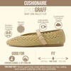 image:imageCUSHIONAIRE Graff Mary Jane Shoes for Women Woven Ballet Flats with Adjustable Buckle Strap Lightweight Slip On ShoesNatural