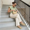 image:imageCUSHIONAIRE Graff Mary Jane Shoes for Women Woven Ballet Flats with Adjustable Buckle Strap Lightweight Slip On ShoesNatural