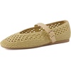 image:imageCUSHIONAIRE Graff Mary Jane Shoes for Women Woven Ballet Flats with Adjustable Buckle Strap Lightweight Slip On ShoesNatural