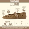 image:imageCUSHIONAIRE Graff Mary Jane Shoes for Women Woven Ballet Flats with Adjustable Buckle Strap Lightweight Slip On ShoesTaupe
