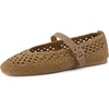 image:imageCUSHIONAIRE Graff Mary Jane Shoes for Women Woven Ballet Flats with Adjustable Buckle Strap Lightweight Slip On ShoesTaupe