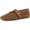 image:imageCUSHIONAIRE Monet Woven Mary Jane Flats for Women Comfortable Ballet Flats with Adjustable GoldTone Buckle Strap and Memory Foam CushioningBrown