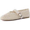 image:imageCUSHIONAIRE Monet Woven Mary Jane Flats for Women Comfortable Ballet Flats with Adjustable GoldTone Buckle Strap and Memory Foam CushioningCream