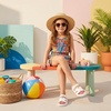 image:imageCUSHIONAIRE Orbit Kids Sandals Lightweight Waterproof EVA Slides with Adjustable Buckle Everyday Casual Comfort Girls SandalsVanilla