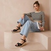 image:imageCUSHIONAIRE Prego Espadrille Wedge Sandals for Women Crisscross Open Toe Wedge Heels with Adjustable Ankle StrapBlack