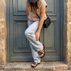 image:imageCUSHIONAIRE Raz Thong Strappy Sandals for Women Minimalist Flat Sandals with Decorative Ring AccentsBlack