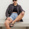 image:imageCUSHIONAIRE Raz Thong Strappy Sandals for Women Minimalist Flat Sandals with Decorative Ring AccentsBlack