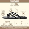 image:imageCUSHIONAIRE Raz Thong Strappy Sandals for Women Minimalist Flat Sandals with Decorative Ring AccentsBlack