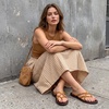 image:imageCUSHIONAIRE Raz Thong Strappy Sandals for Women Minimalist Flat Sandals with Decorative Ring AccentsCognac