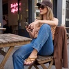 image:imageCUSHIONAIRE Raz Thong Strappy Sandals for Women Minimalist Flat Sandals with Decorative Ring AccentsCognac