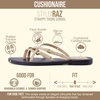 image:imageCUSHIONAIRE Raz Thong Strappy Sandals for Women Minimalist Flat Sandals with Decorative Ring AccentsSand