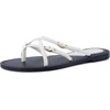 image:imageCUSHIONAIRE Raz Thong Strappy Sandals for Women Minimalist Flat Sandals with Decorative Ring AccentsWhite