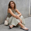image:imageCUSHIONAIRE Raz Thong Strappy Sandals for Women Minimalist Flat Sandals with Decorative Ring AccentsWhite