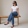 image:imageCUSHIONAIRE Raz Thong Strappy Sandals for Women Minimalist Flat Sandals with Decorative Ring AccentsWhite