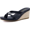 image:imageCUSHIONAIRE Ferry Espadrille Wedge Sandals for Women Thong Platform Flip Flops with Cross Strap and SlipOn DesignBlack