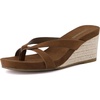 image:imageCUSHIONAIRE Ferry Espadrille Wedge Sandals for Women Thong Platform Flip Flops with Cross Strap and SlipOn DesignChocolate
