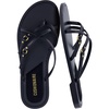 image:imageCUSHIONAIRE Raz Thong Strappy Sandals for Women Minimalist Flat Sandals with Decorative Ring AccentsBlack