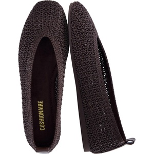 image:imageCUSHIONAIRE GILT Woven Ballet Flats for Women Lightweight Knit Flats with Memory Foam Arch Support and Pull On TabCoffee
