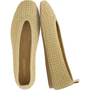 image:imageCUSHIONAIRE GILT Woven Ballet Flats for Women Lightweight Knit Flats with Memory Foam Arch Support and Pull On TabNatural