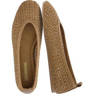 image:imageCUSHIONAIRE GILT Woven Ballet Flats for Women Lightweight Knit Flats with Memory Foam Arch Support and Pull On TabTaupe
