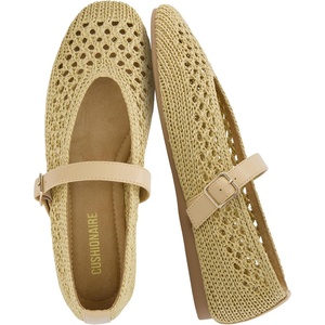 image:imageCUSHIONAIRE Graff Mary Jane Shoes for Women Woven Ballet Flats with Adjustable Buckle Strap Lightweight Slip On ShoesNatural