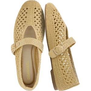 image:imageCUSHIONAIRE Monet Woven Mary Jane Flats for Women Comfortable Ballet Flats with Adjustable GoldTone Buckle Strap and Memory Foam CushioningNatural