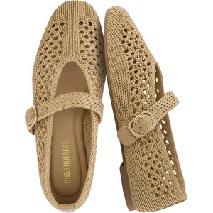 image:imageCUSHIONAIRE Monet Woven Mary Jane Flats for Women Comfortable Ballet Flats with Adjustable GoldTone Buckle Strap and Memory Foam CushioningTan