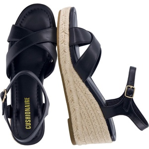 image:imageCUSHIONAIRE Prego Espadrille Wedge Sandals for Women Crisscross Open Toe Wedge Heels with Adjustable Ankle StrapBlack