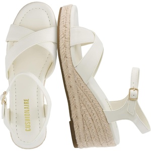 image:imageCUSHIONAIRE Prego Espadrille Wedge Sandals for Women Crisscross Open Toe Wedge Heels with Adjustable Ankle StrapIvory