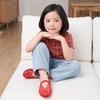image:imageCUSHIONAIRE Siesta Girls Jelly Sandals Lattice CutOut Ballet Flats for Girls Flexible Slip On Beach ShoesRed