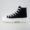 image:imageCUSHIONAIRE Vespa Platform Sneakers for Women Lace Up Canvas High Top Shoes with Side Zipper Chunky Sole and Memory FoamBlackWhite Zip
