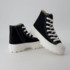 image:imageCUSHIONAIRE Vespa Platform Sneakers for Women Lace Up Canvas High Top Shoes with Side Zipper Chunky Sole and Memory FoamBlackWhite Zip