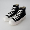 image:imageCUSHIONAIRE Vespa Platform Sneakers for Women Lace Up Canvas High Top Shoes with Side Zipper Chunky Sole and Memory FoamBlackWhite Zip