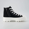 image:imageCUSHIONAIRE Vespa Platform Sneakers for Women Lace Up Canvas High Top Shoes with Side Zipper Chunky Sole and Memory FoamBlackWhite Zip