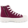 image:imageCUSHIONAIRE Vespa Platform Sneakers for Women Lace Up Canvas High Top Shoes with Side Zipper Chunky Sole and Memory FoamBurgundy Zip